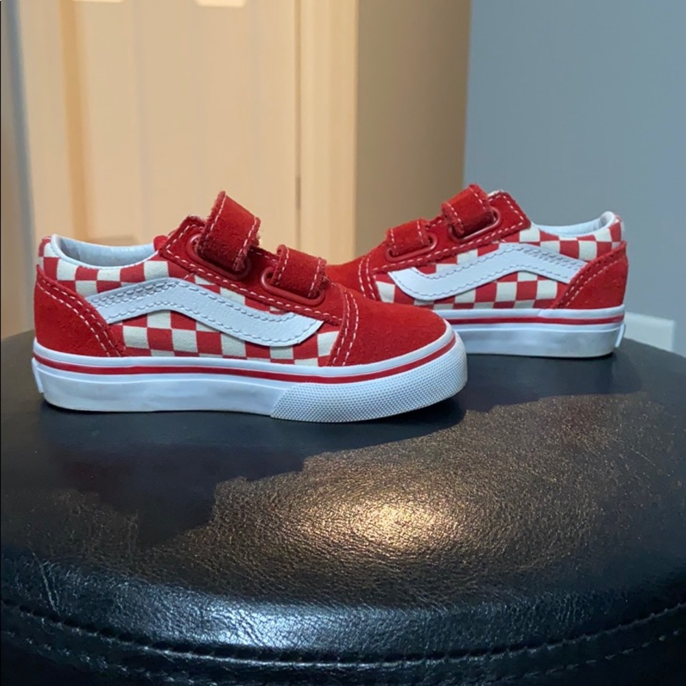Toddler red and white vans